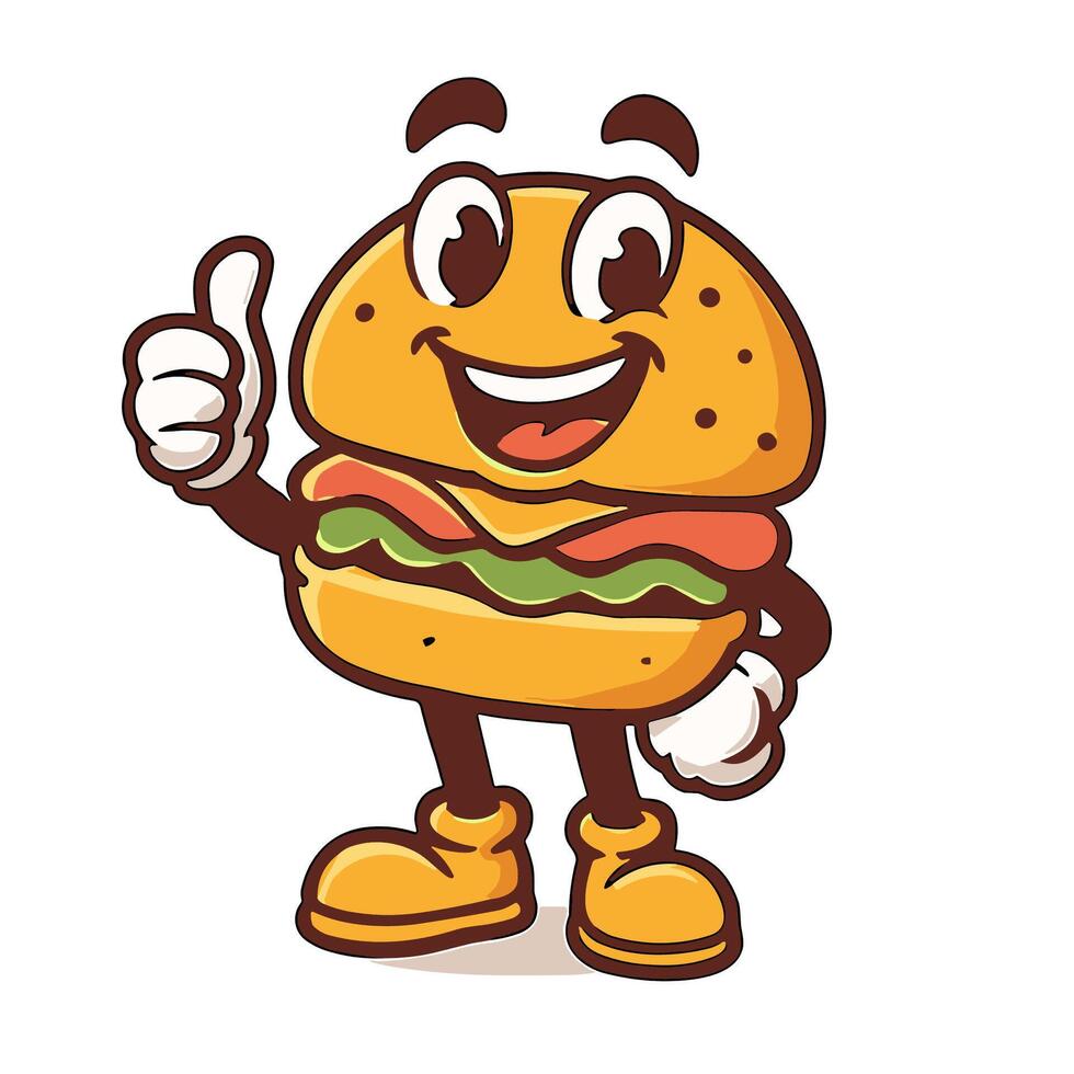 Hamburger Mascot Cartoon Thumb Up Hand Illustrations vector
