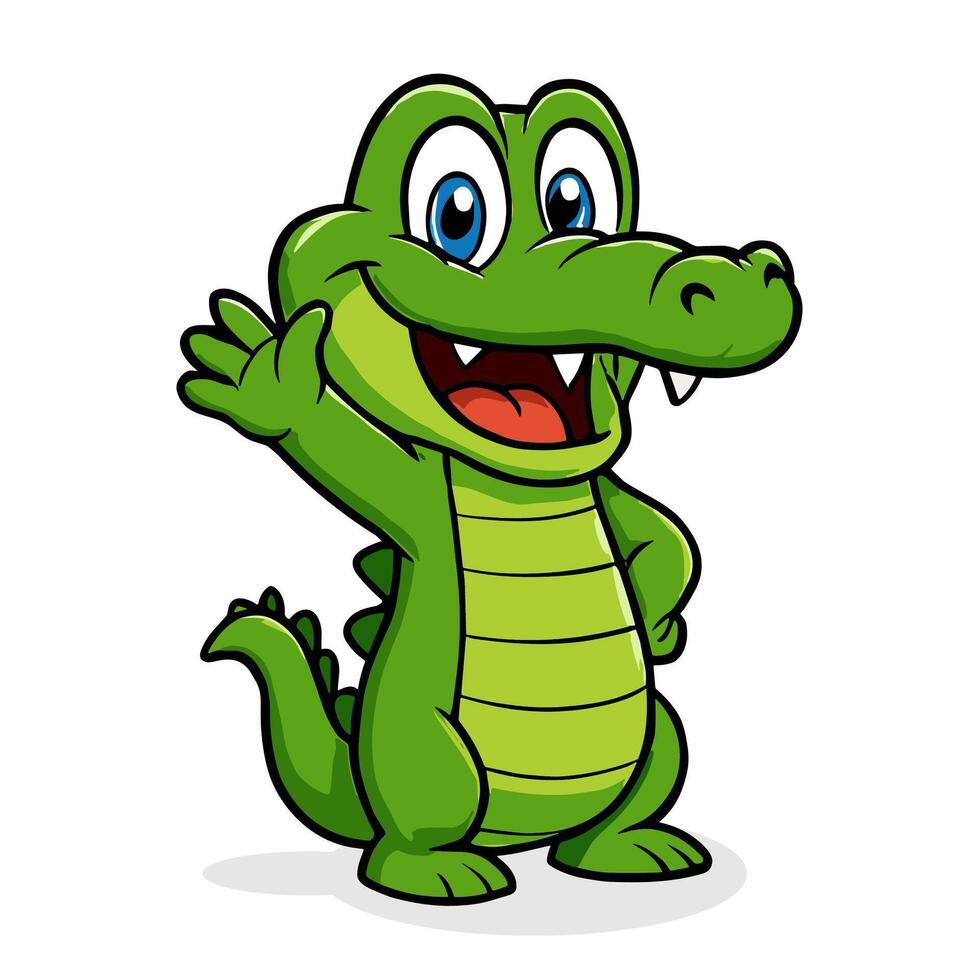 Cute Crocodile Cartoon Mascot Alligator Friendly Illustration vector