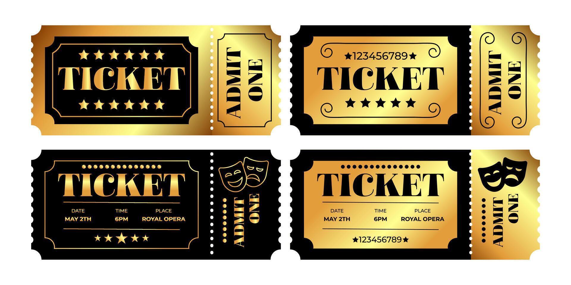 Sophisticated and Elegant Golden Ticket Design for Various Events and Exciting Promotions vector
