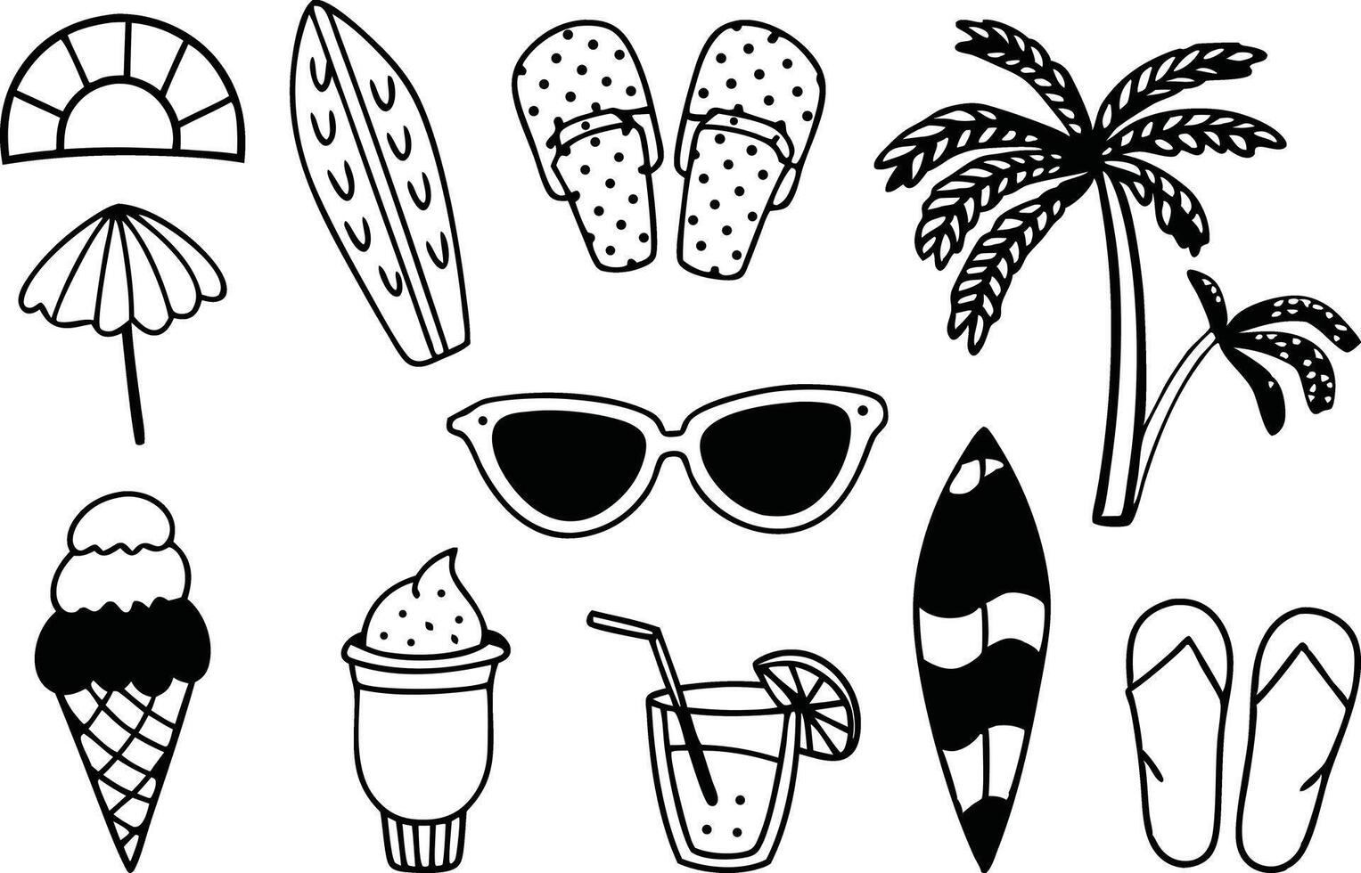 Bright Summer Icons and Objects for Creative Projects vector