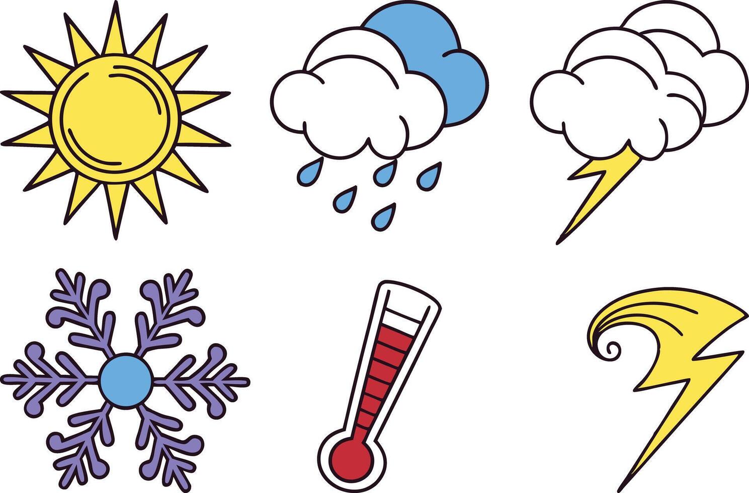 Collection of Colorful Weather Icon Illustrations vector