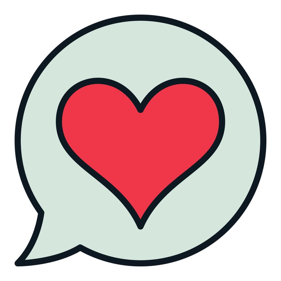 Speech Bubble with Cute Red Heart colored icon or design element vector