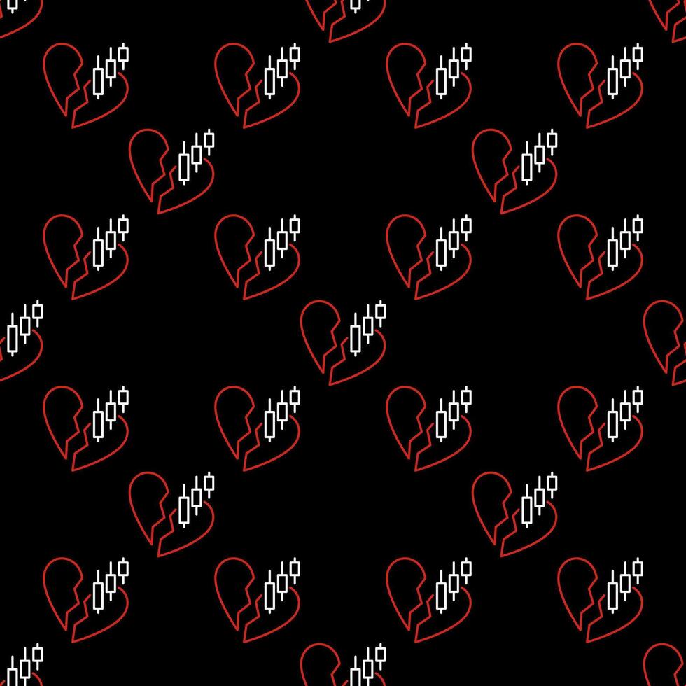 Financial Chart and Broken Heart I Don't Like Trading linear seamless pattern vector
