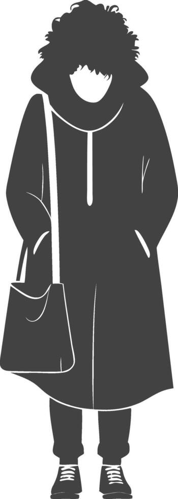 Stylish person in overcoat silhouette vector