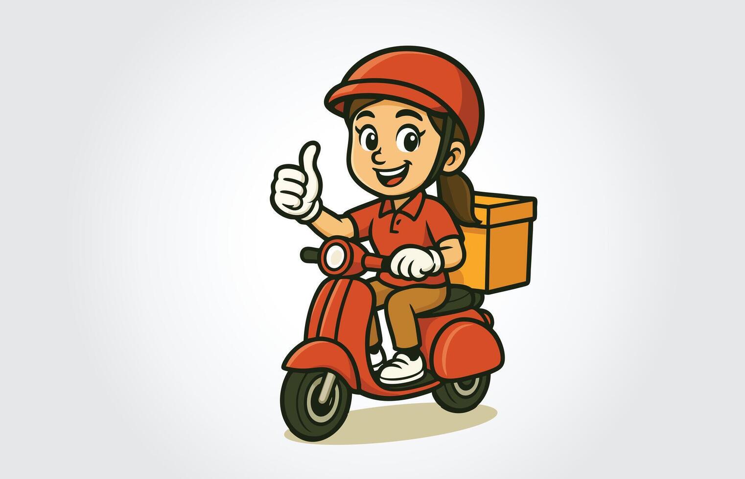 Delivery Girl Mascot Cartoon Character Template vector