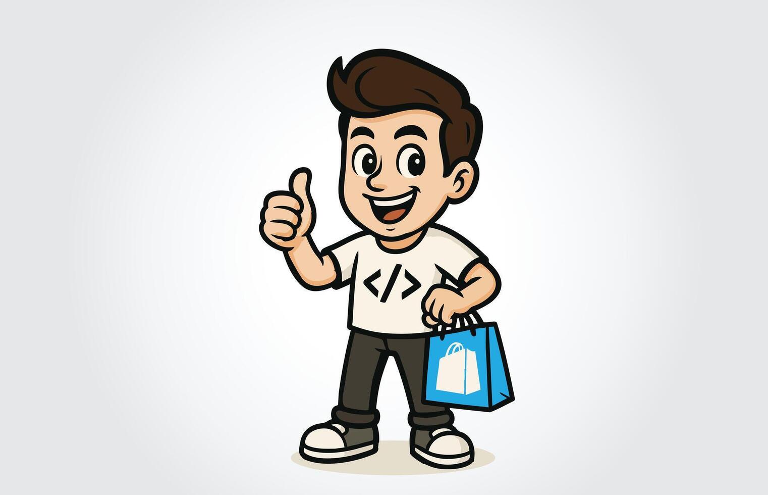 Geeky Boy Programmer or Coder Cartoon Character Template vector