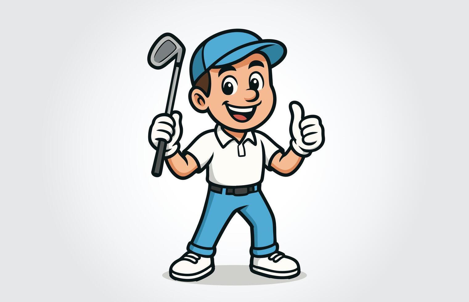 Golf Young Player Mascot Cartoon character Template vector