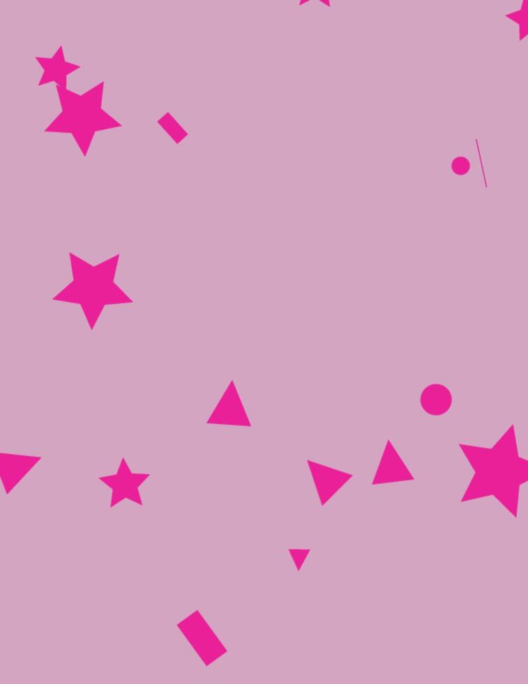 A Delightful Scatter of Pink Geometric Shapes and Stars on a Lavender Background vector