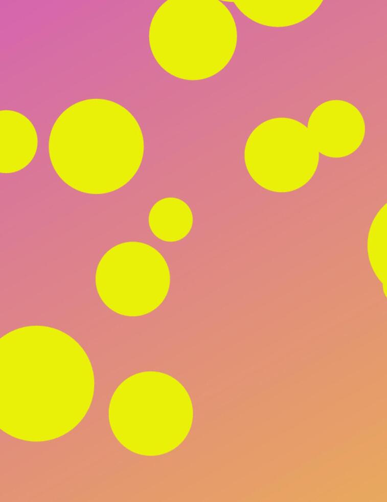 Abstract Composition of Varied-Sized Yellow Circles on a Gradient Pink-Orange Background vector