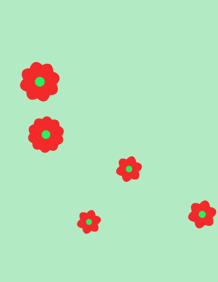 A bunch of red flowers on a green background vector