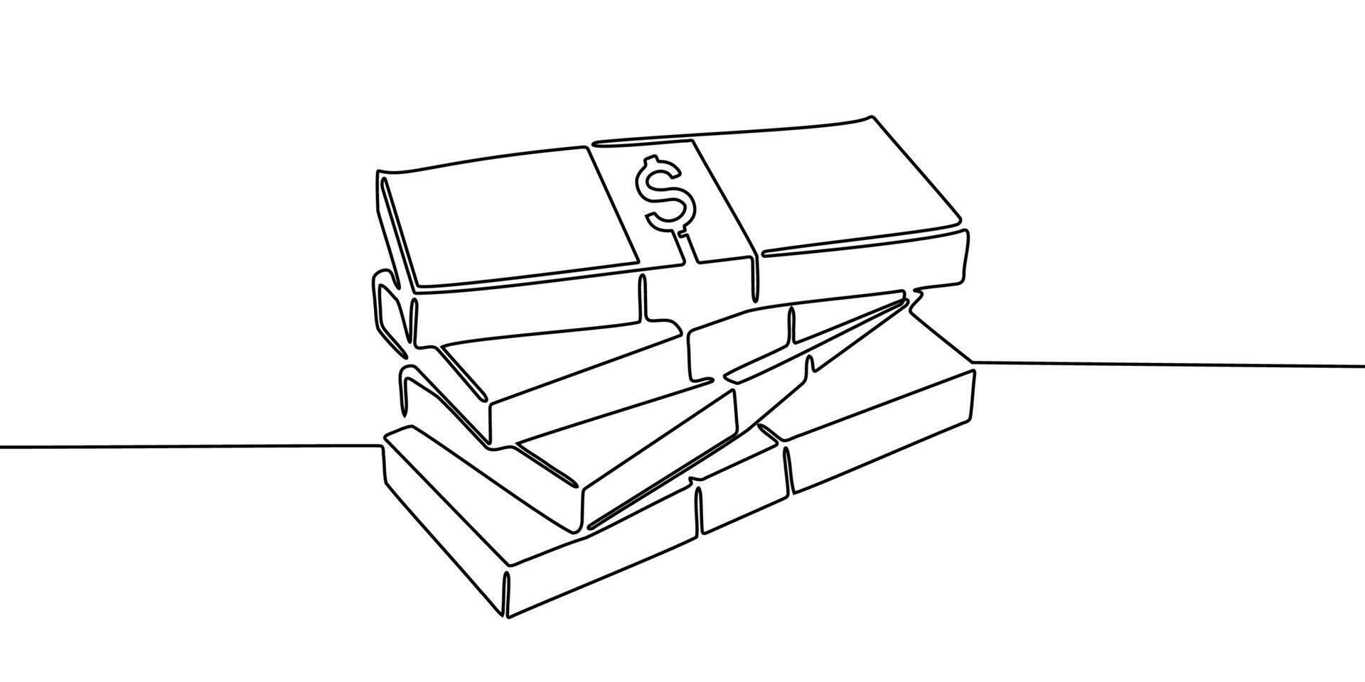 A line drawing of a stack of money vector