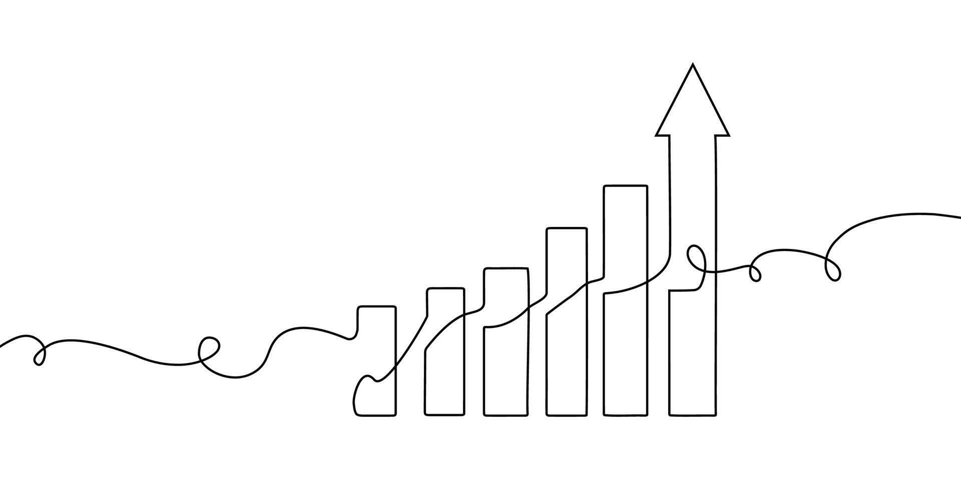 A line drawing of a graph with arrows going up vector
