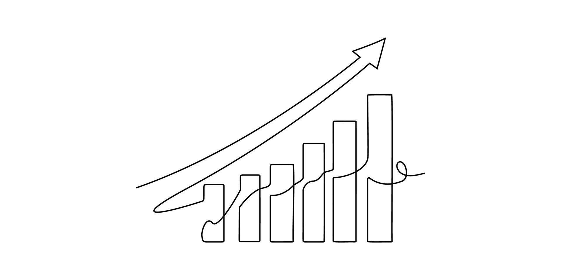 A line drawing of a graph with an arrow going up vector