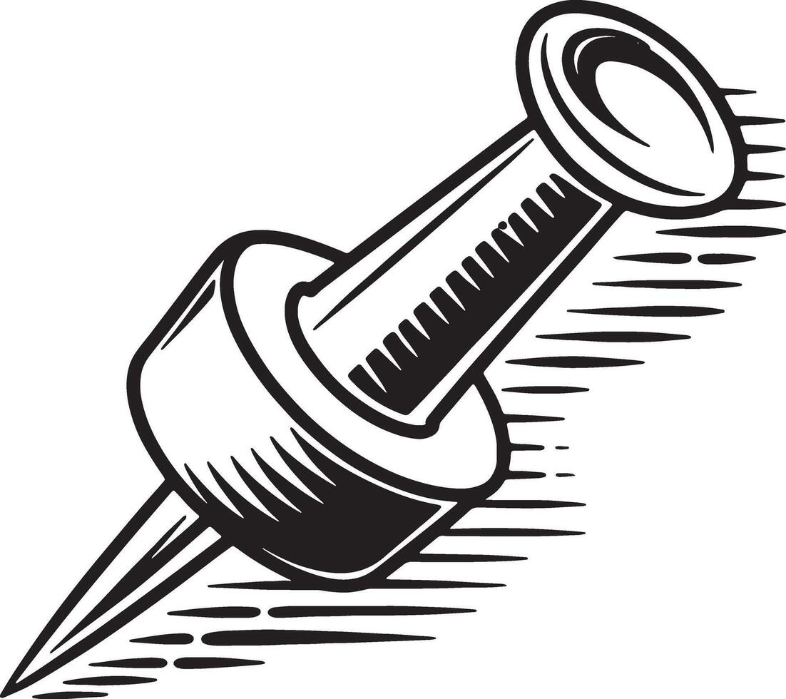 push pin line art illustration premium quality vector