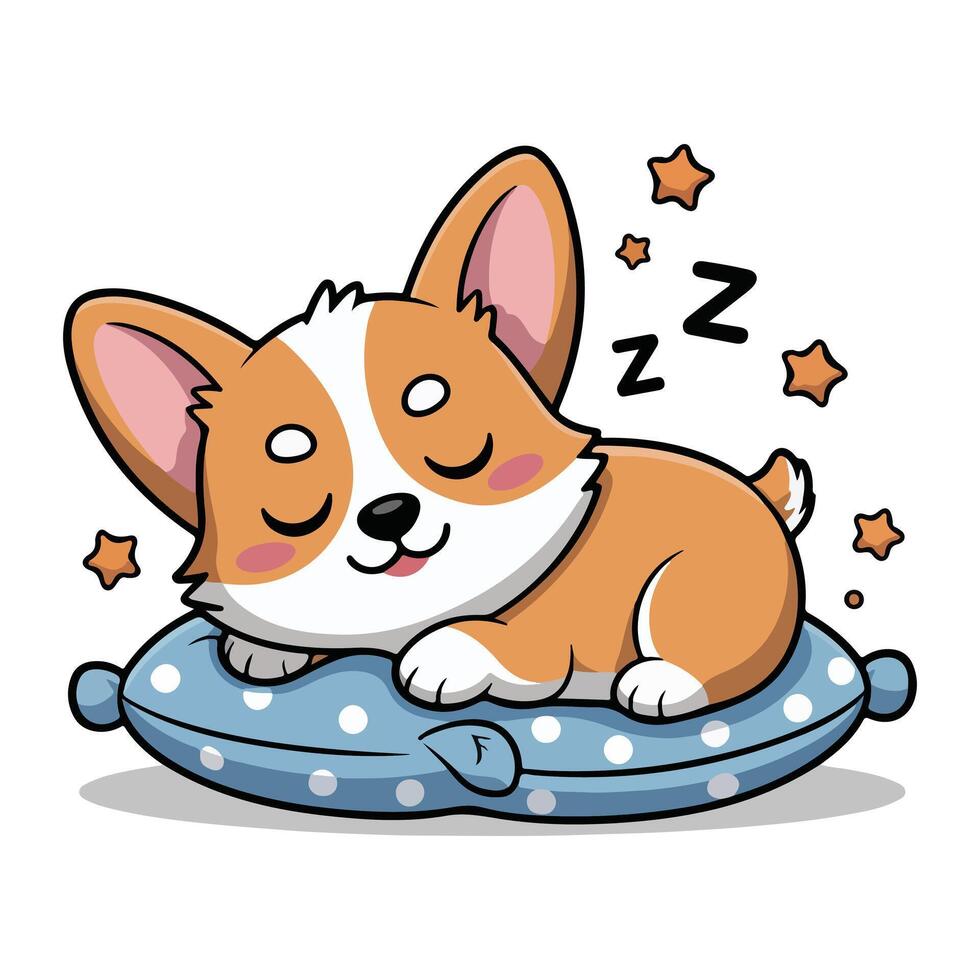 Corgi sleeping on a pillow vector