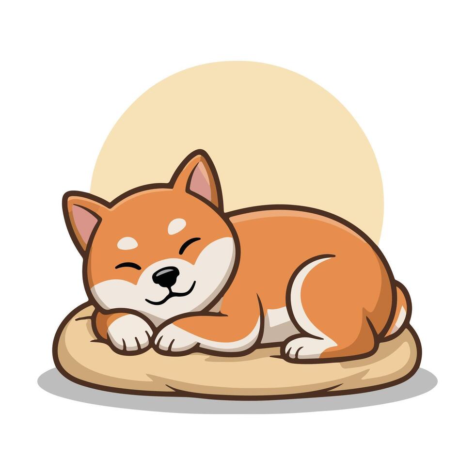Shiba inu sleeping on a pillow vector