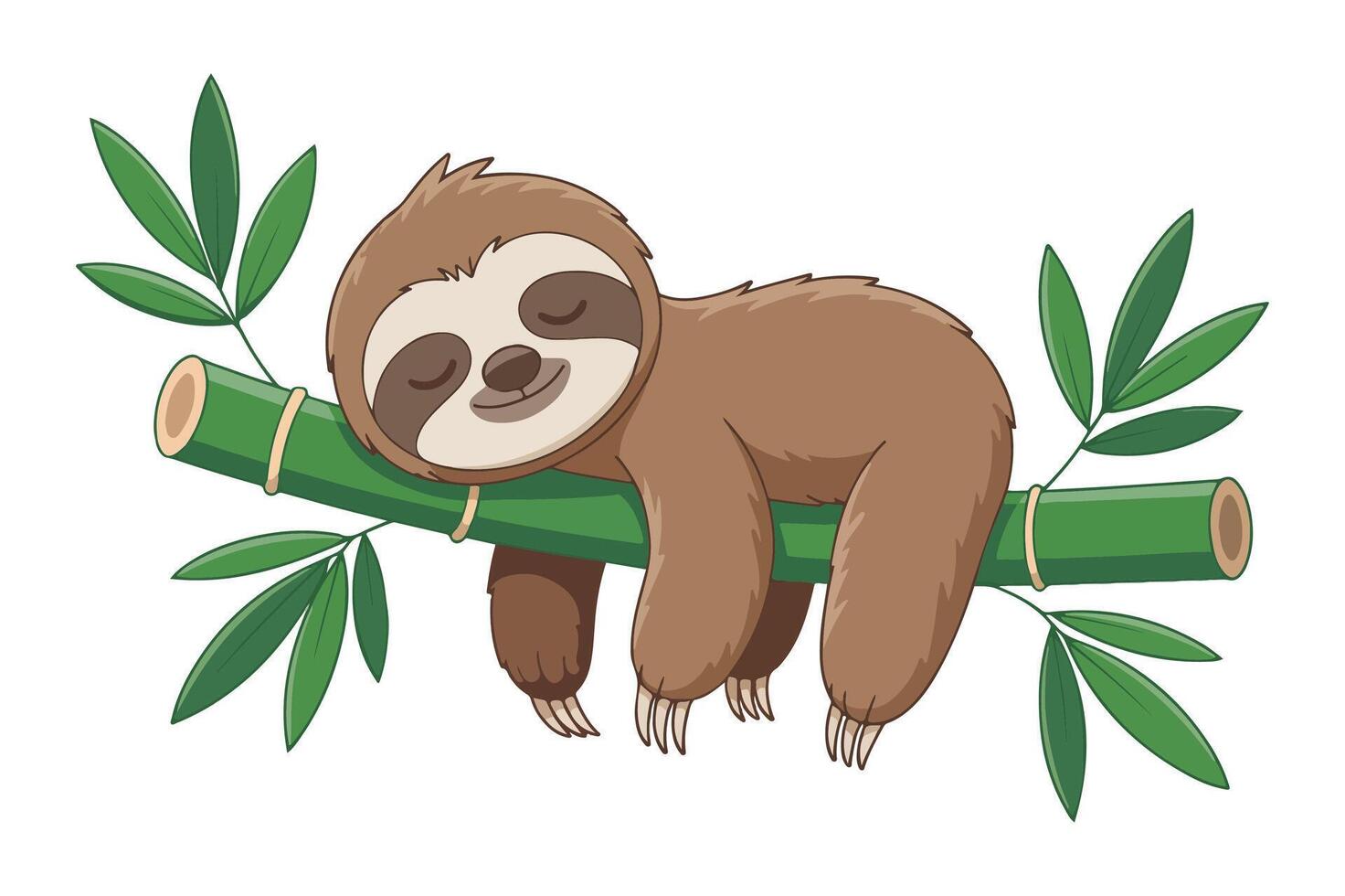 A cartoon sloth sleeping on a branch vector
