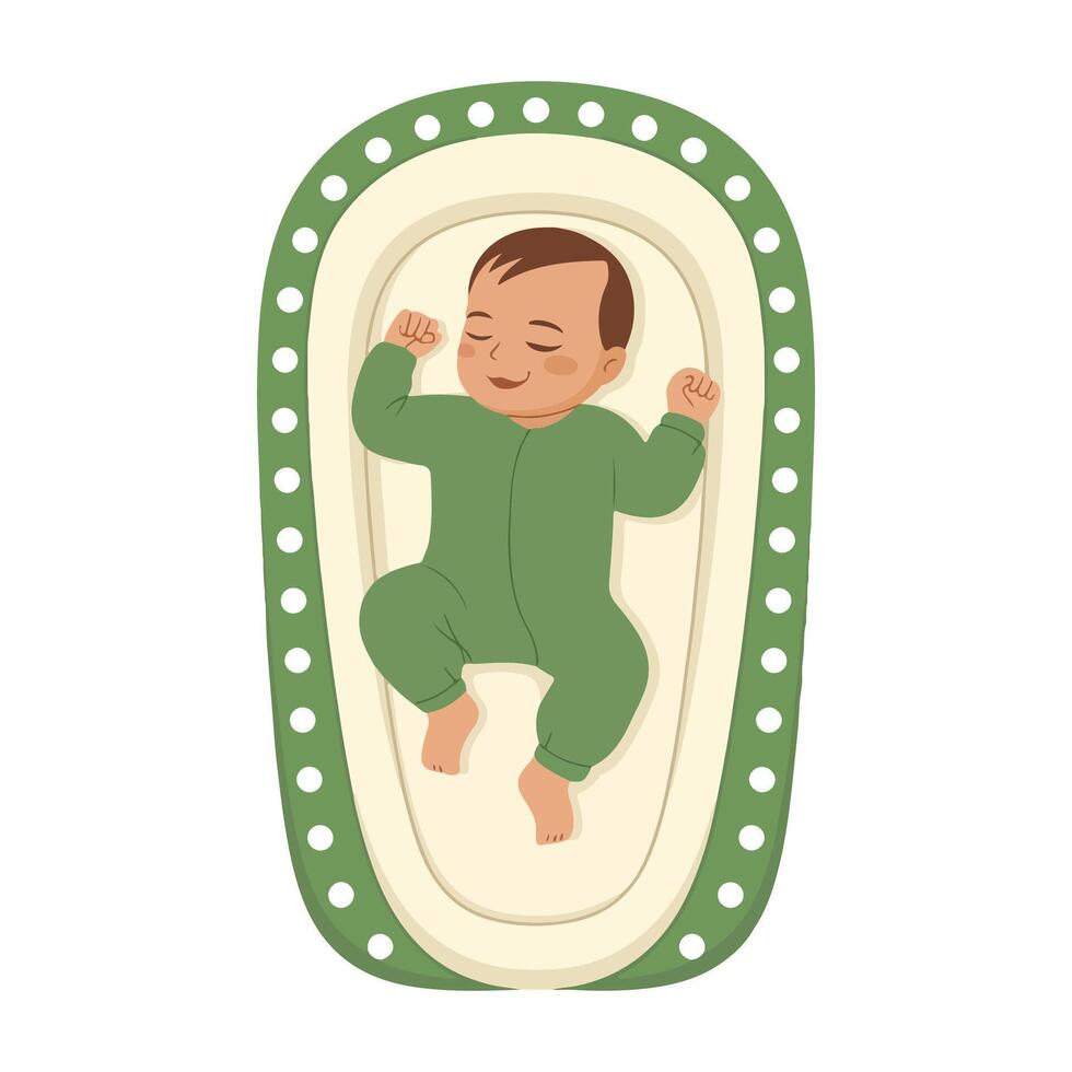 A baby sleeping in a green blanket vector