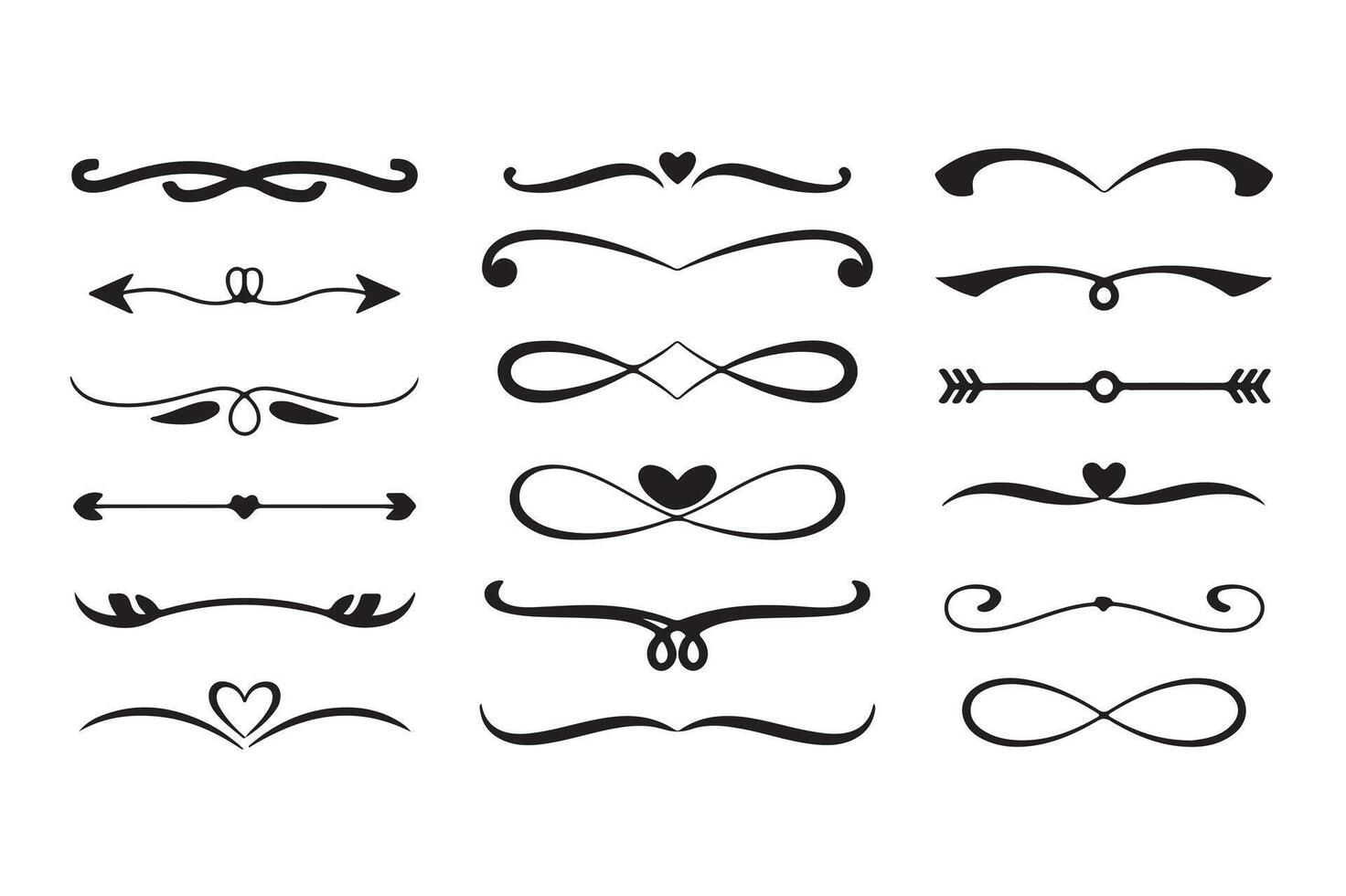 Decorative design elements collection in elegant black color for graphic design and branding projects vector
