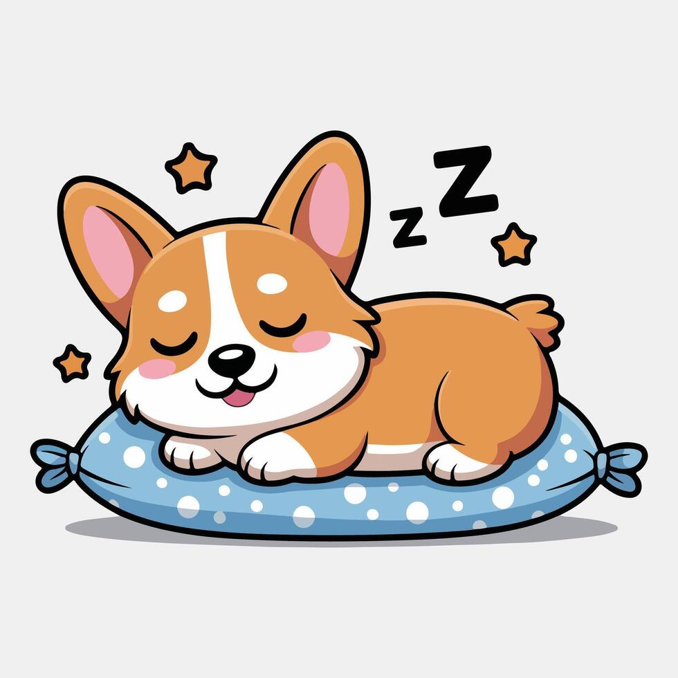A cartoon dog sleeping on a pillow vector