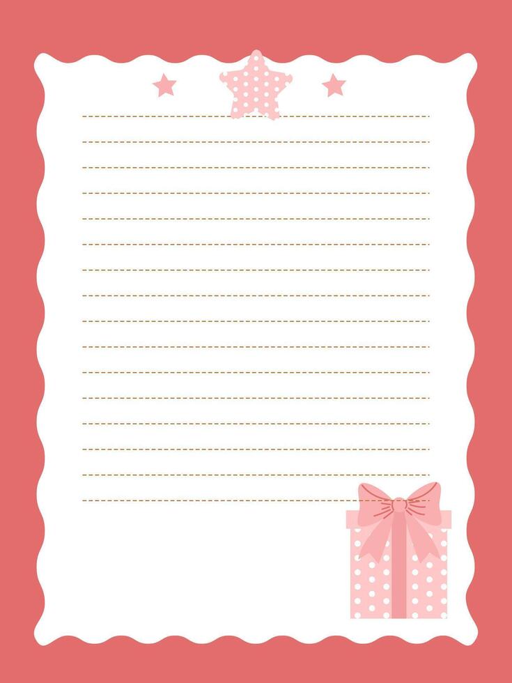 PCute page template for notebook or diary in pink color with gift boxrint vector