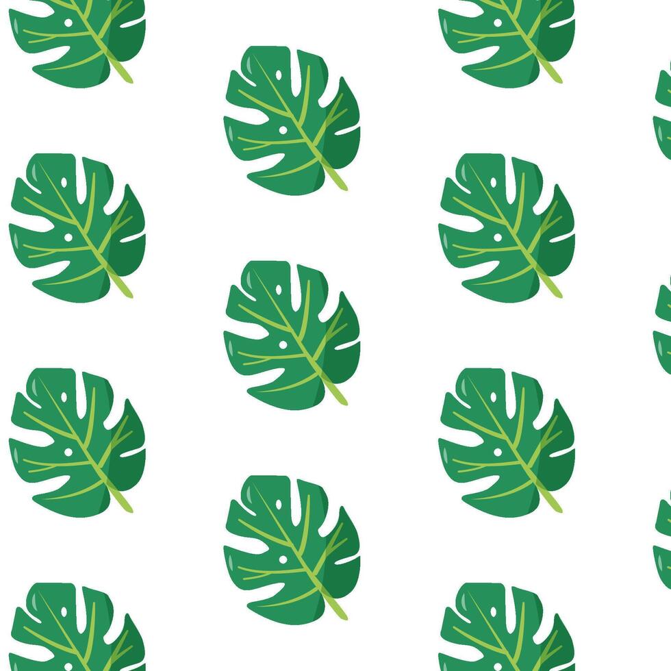 Pattern with tropical leaves on a white background for textiles or decor vector