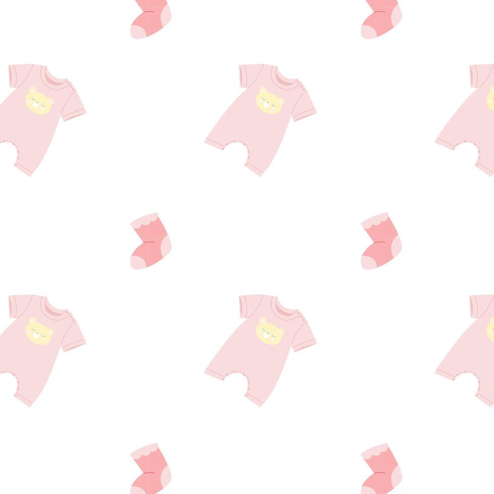 Cute pattern with baby clothes for textiles, clothing and children's decor vector