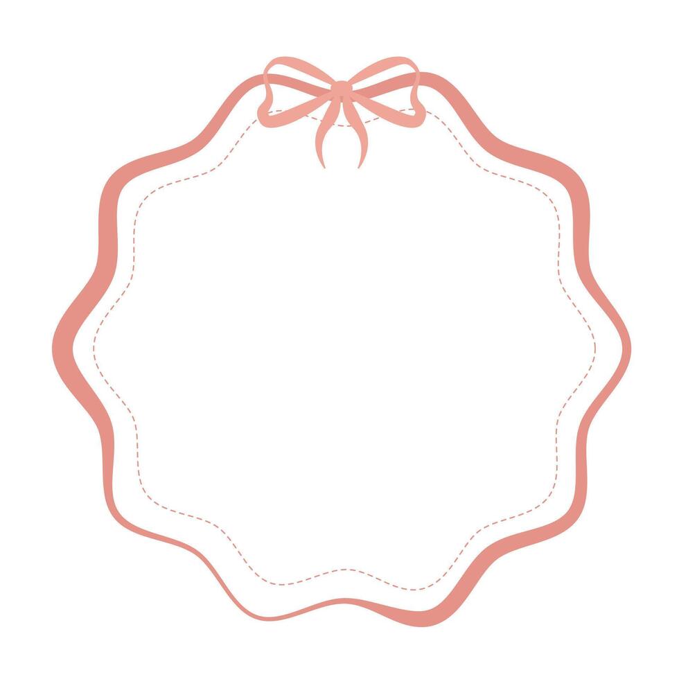 Romantic ribbon frame with bow for decoration and design on a white background vector