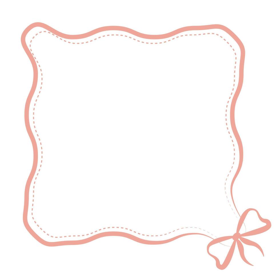 Delicate square frame with bows and ribbons for decoration vector