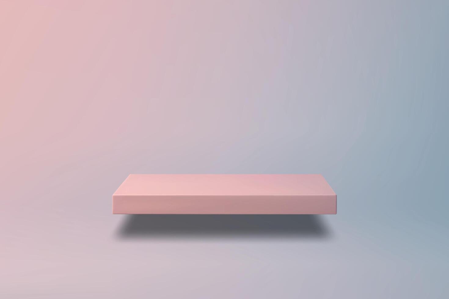 Minimal pink floating shelf with soft gradient background vector