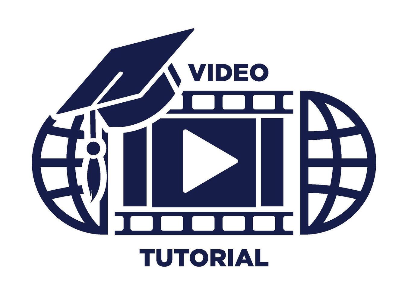 Online learning tutorial icon with globe vector