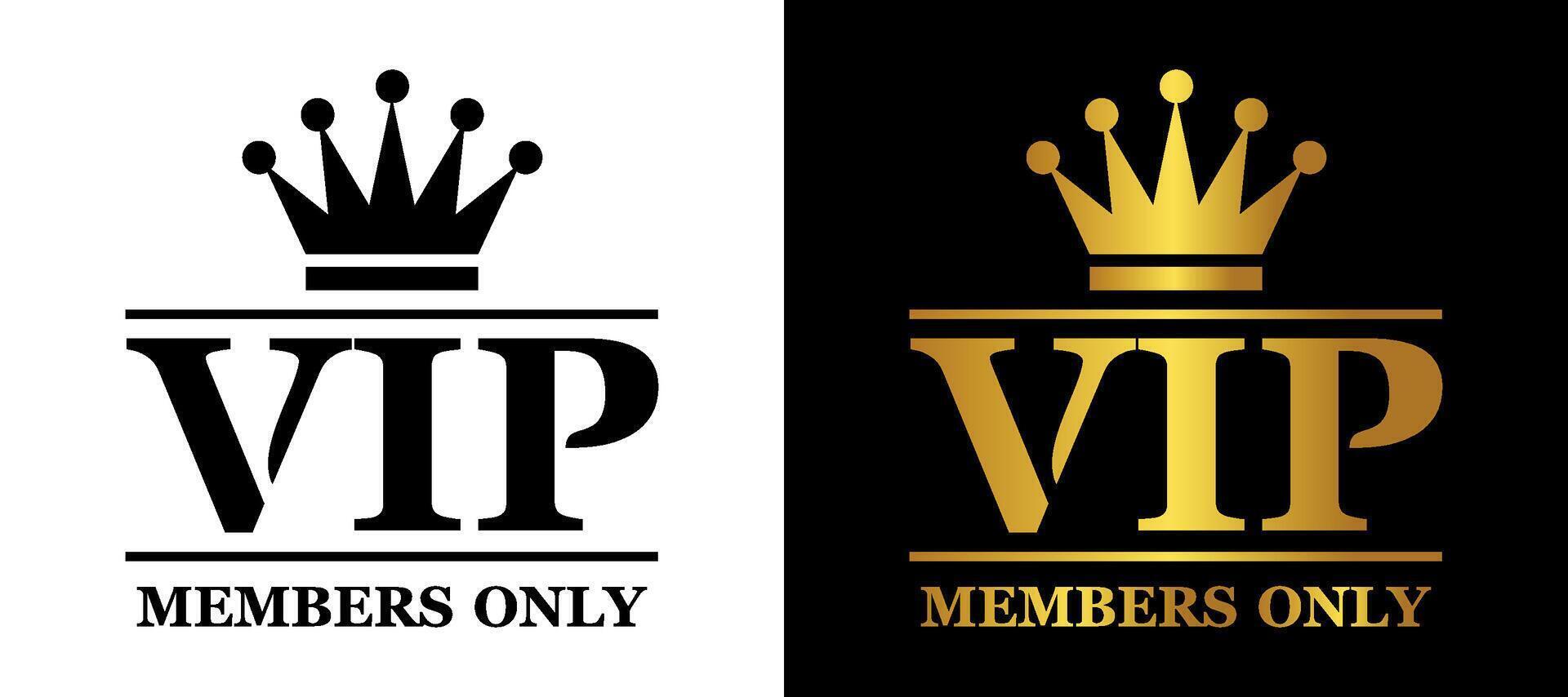 VIP members only logo with crown vector