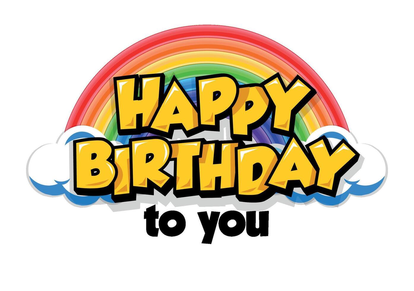 happy birthday card template with rainbow vector