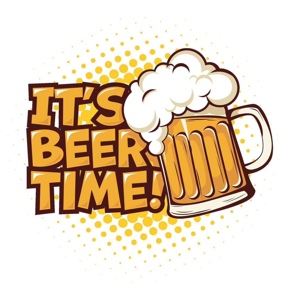 beer time comic icon vector
