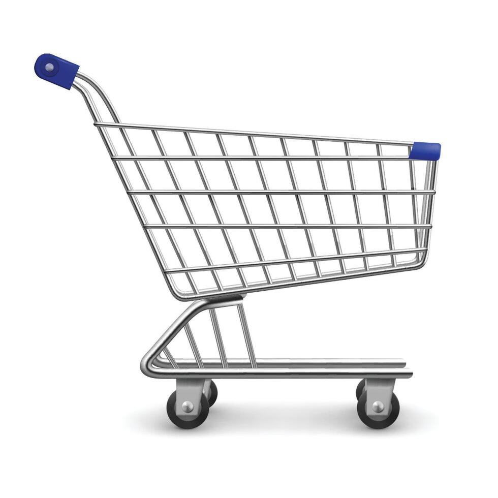 Side view empty supermarket shopping cart vector