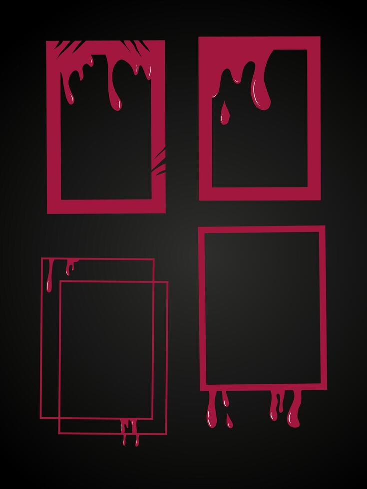 Red and Black Melting Frame Set vector