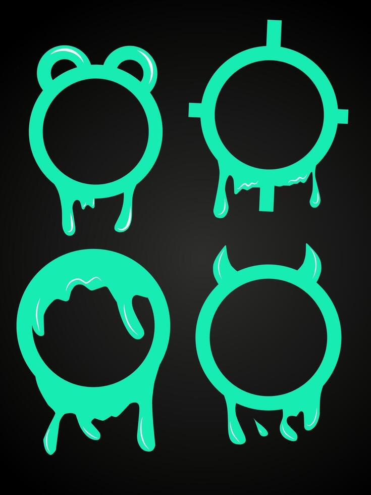 Four green circles with different designs vector
