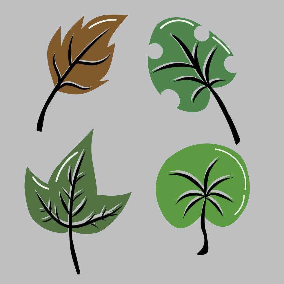 four different types of leaves vector