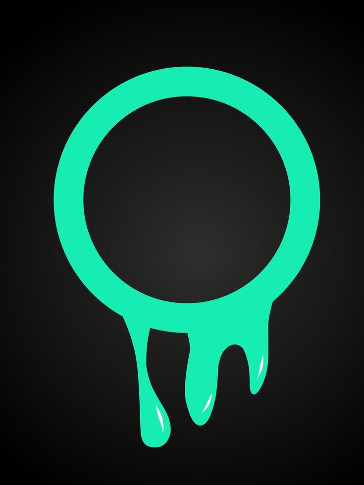 Green circle with a dripping liquid on black background vector