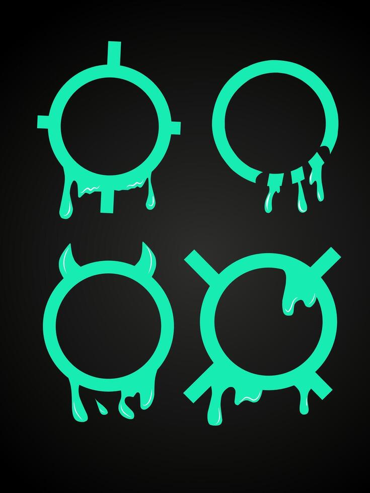 Glowy four circle border set vector
