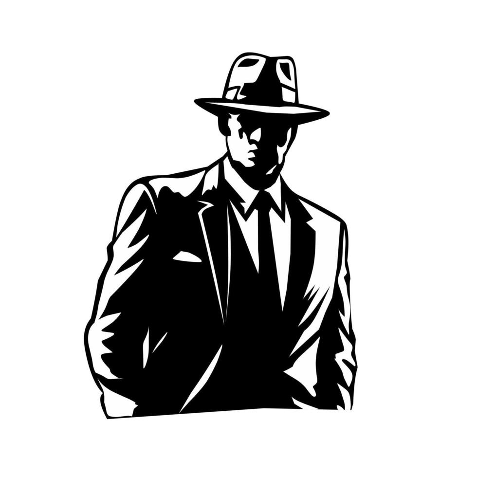 Silhouette of a Vintage Mafia Boss vector