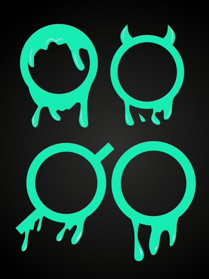 Set green circle on black background vector