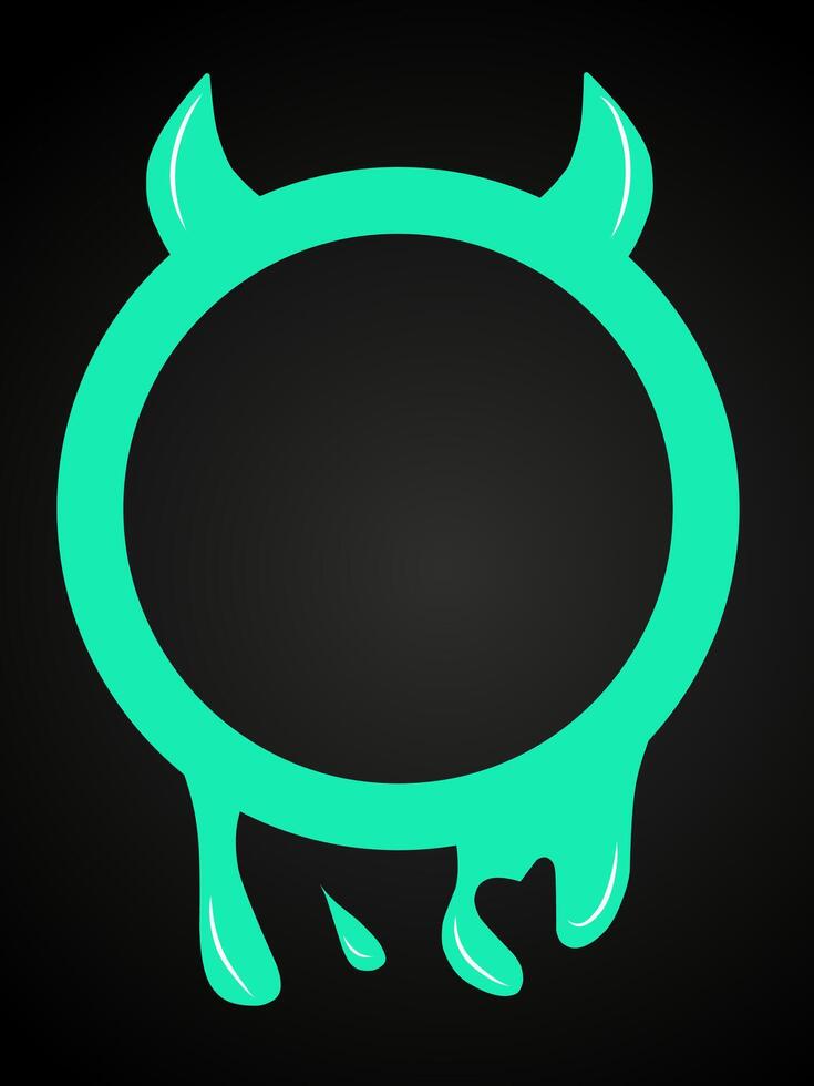 Green devil circle border black background vector