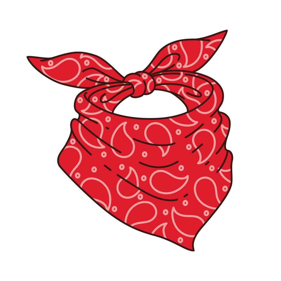 Cartoon groovy bandana, w western cowboy scarf vector