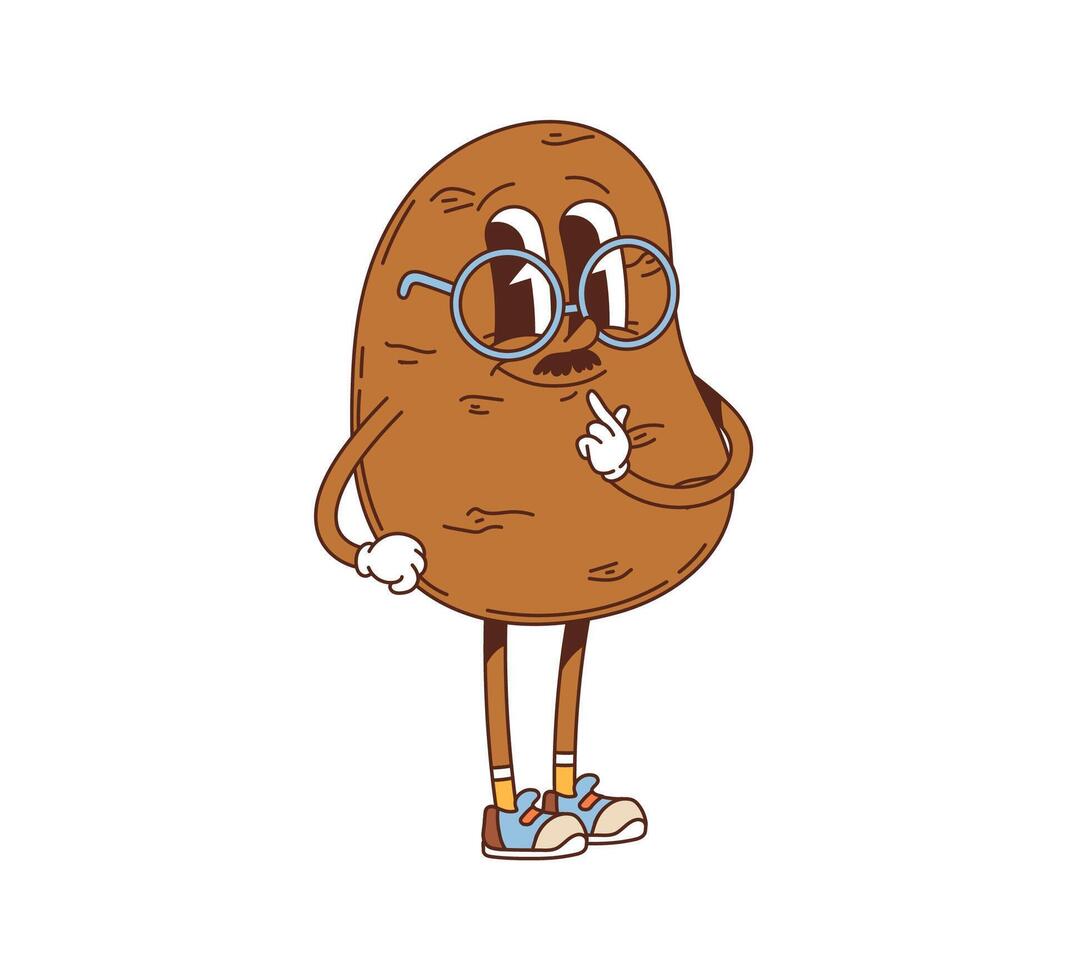 Groovy potato vegetable character in eyeglasses vector