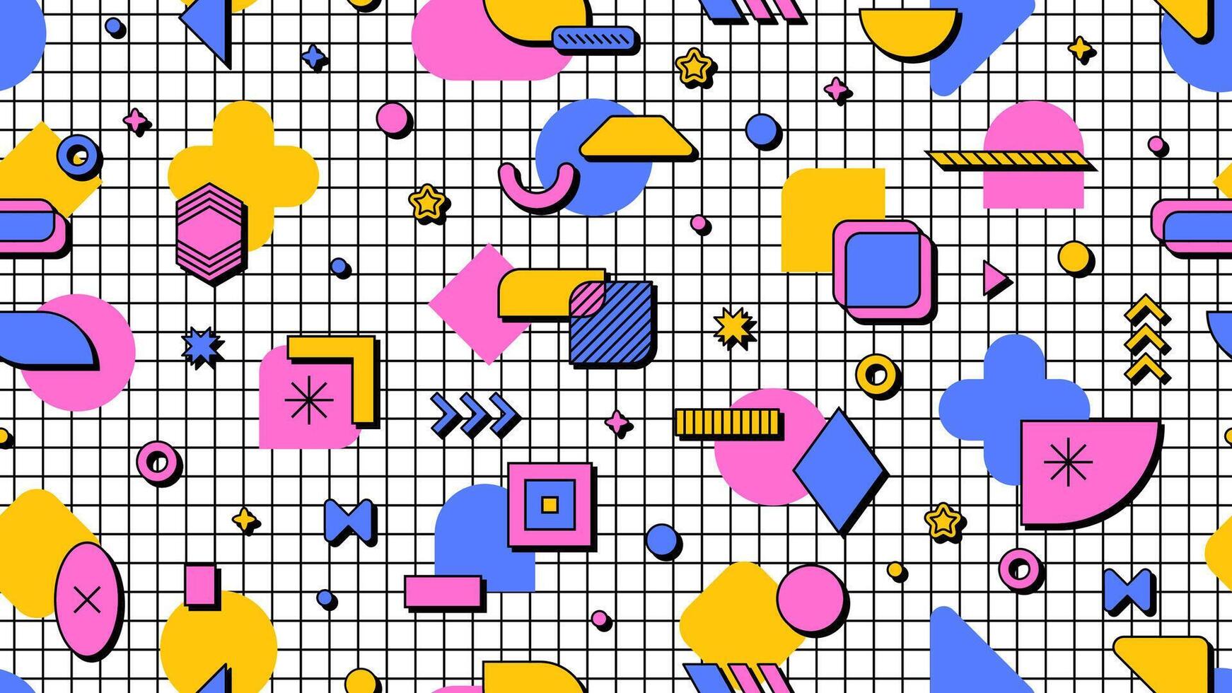 Abstract 80s 90 geometric Memphis seamless pattern vector