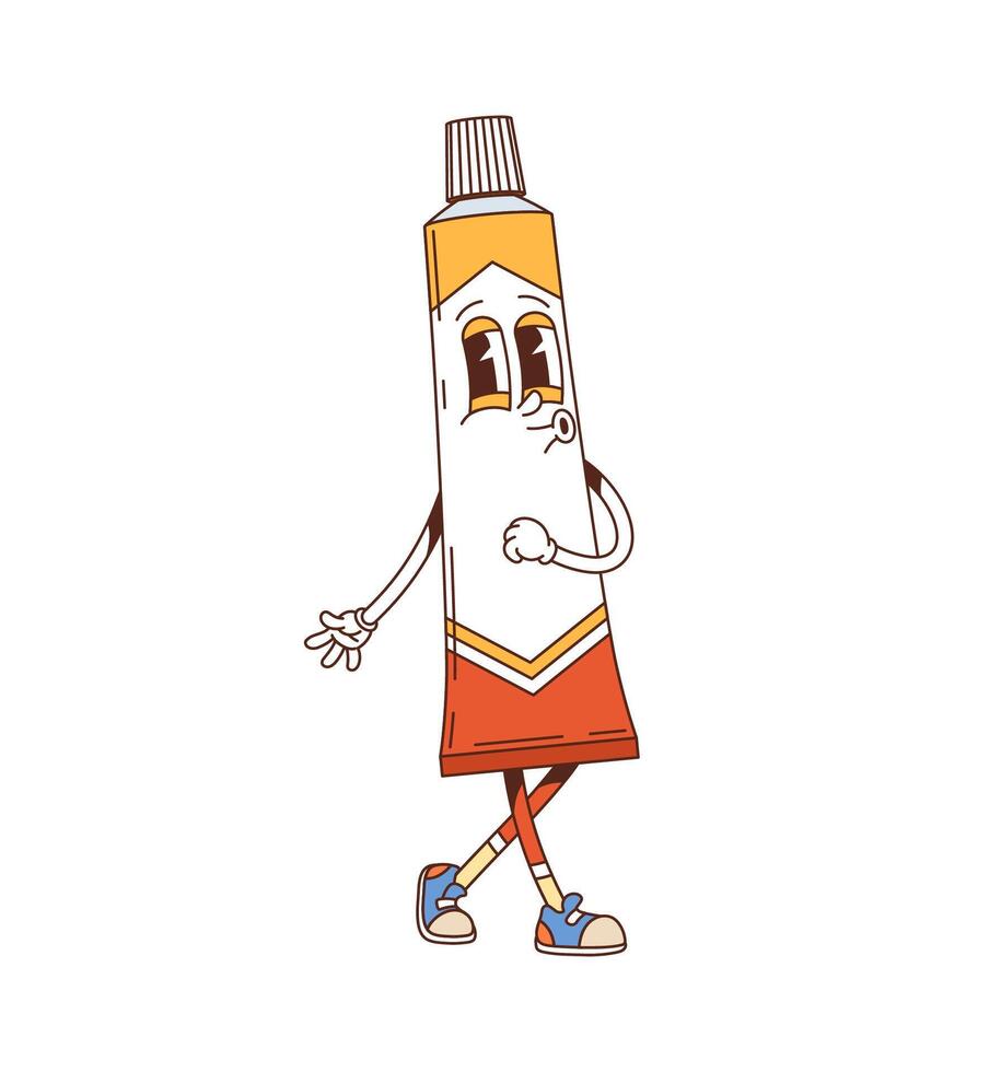 Cartoon groovy character of a medical retro tube vector