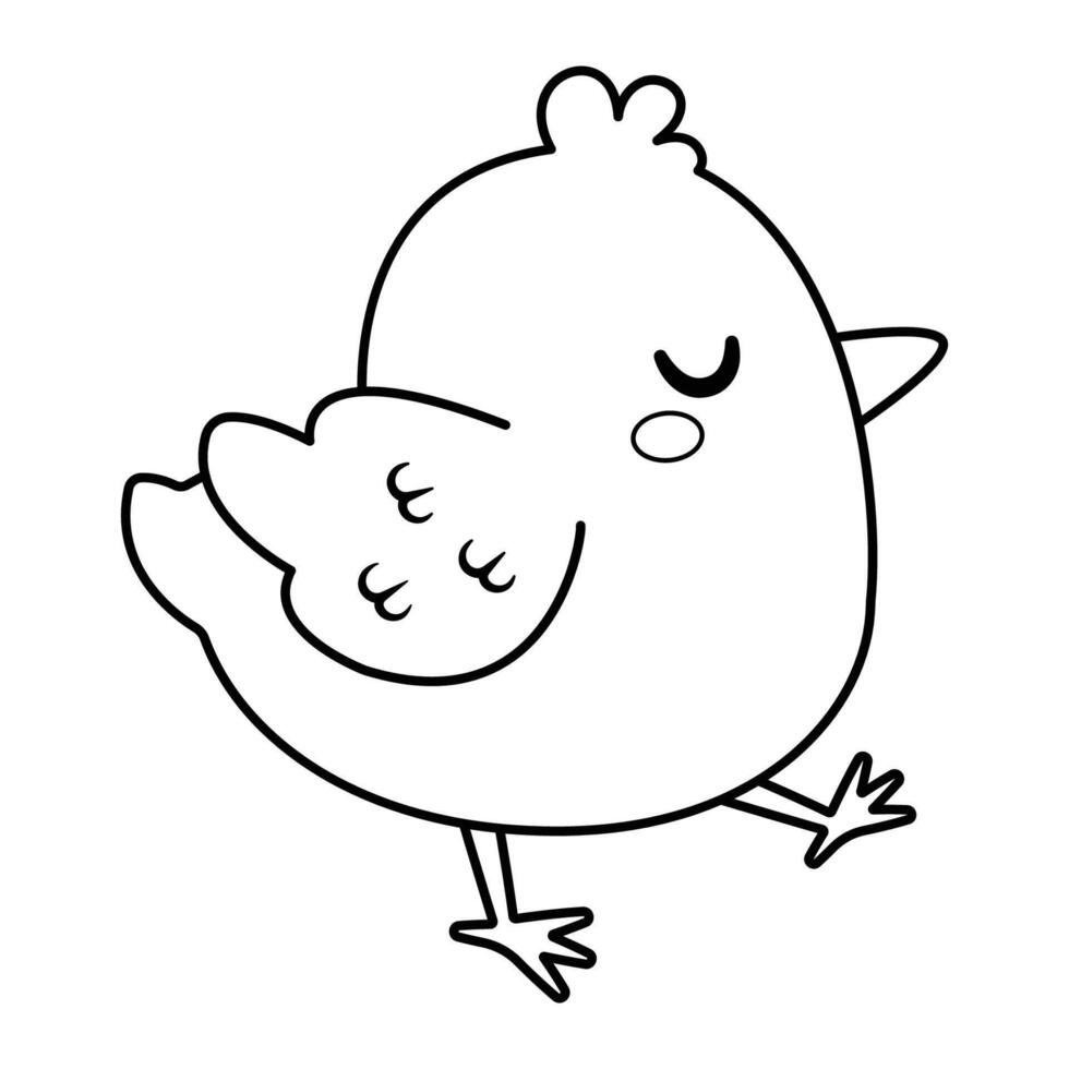 Cute chicken. Colouring page. Simple flat illustration. vector