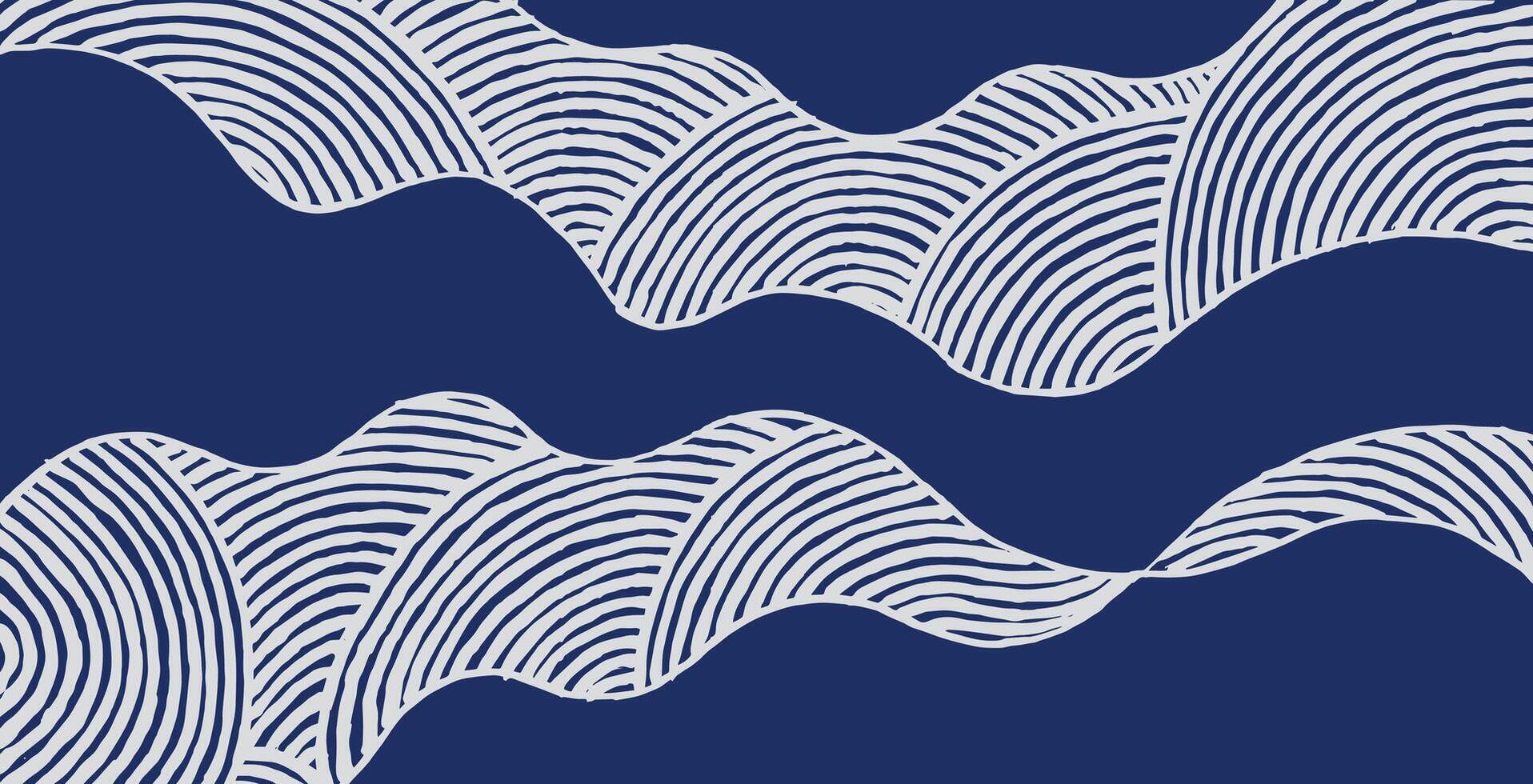 Hand drawn brush lines abstract circular waves with space pattern, Japanese folk, ethnic wood carving texture background, simple graphic for carpet, textile vector