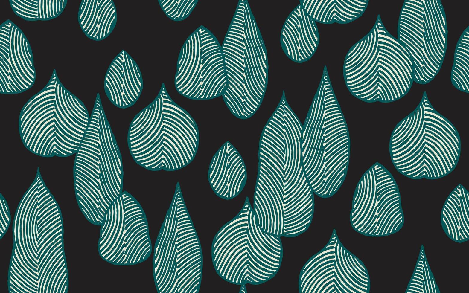 Hand drawn brush lines abstract foliages seamless pattern, Japanese and ethnic handcrafted texture background, simple graphic for textile, carpet vector